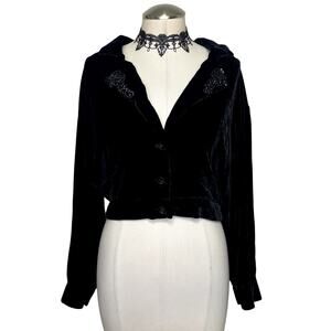 Beautiful Vintage Gothic Whimsigoth Glam Beaded Velvet Embroidered Vamp Jacket